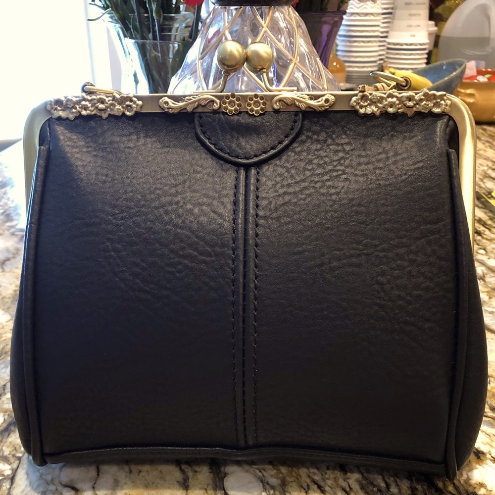 Hynes Victory Black Faux Leather Satchel